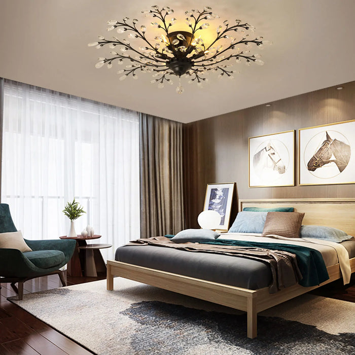 Modern Crystal Chandelier Tree Branch LEDCeiling Lamp Luxury Pendant Light Creative Home Decor 5-Head Light for Living Room