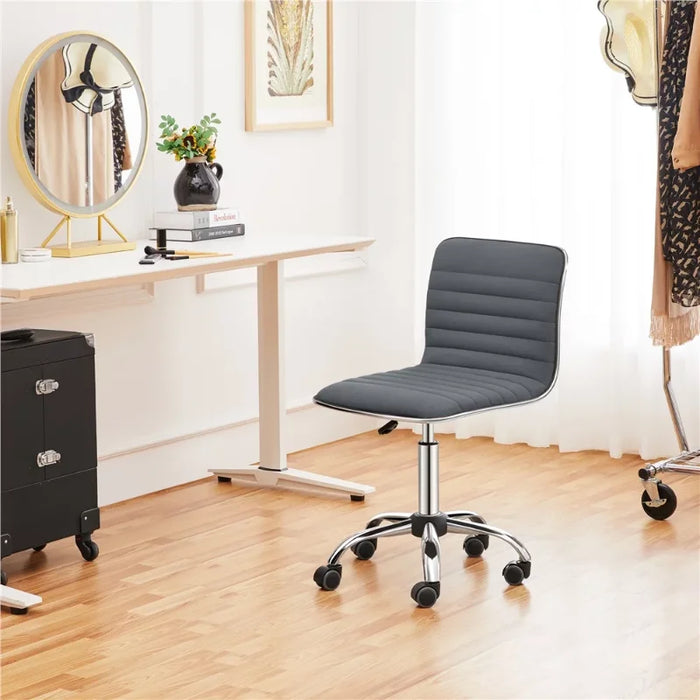 SMILE MART Modern Velvet Armless Desk Chair with Mid Back for Home Office, Dark Gray office chair  computer chair