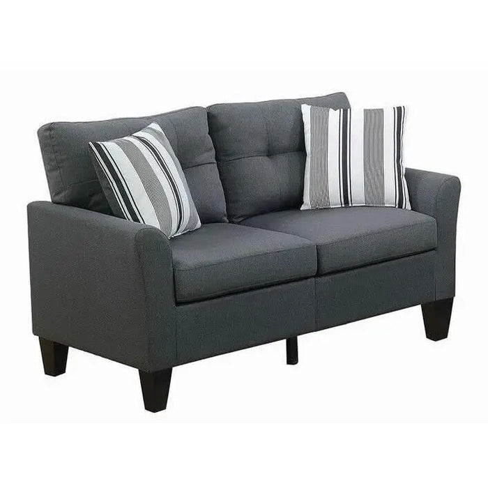 Living Room Furniture 2pc Sofa Set Coffee Polyfiber Tufted Sofa Loveseat w Pillows Cushion Couch Plywood base
