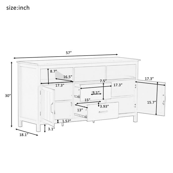 Navy TV Stand: Stylish Cabinet for up to 68" TV, 2 Doors, 2 Drawers - Modern Open Style Sideboard for Living Room