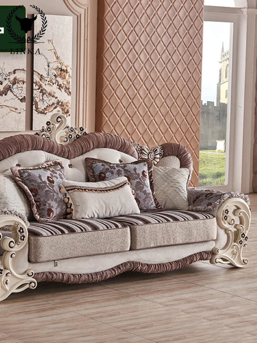 European sofa 1 + 2 + 3 seats + medium Table + 3 corner  / luxurious fabric  in the living room couch