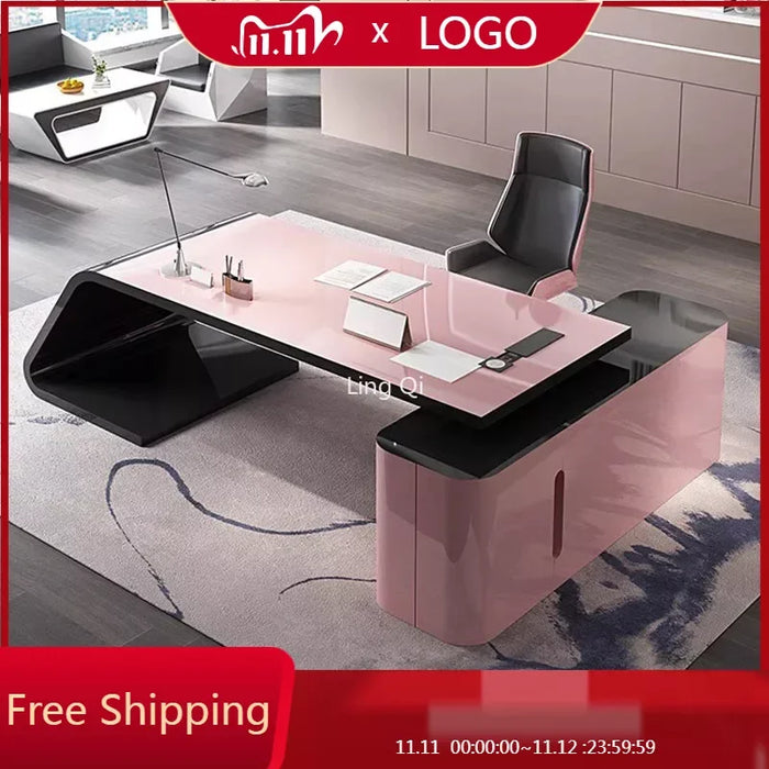 Designer Free Shipping Office Desk Pink Women High Quality Customized Computer Desk Boss Unique Mesa Escritorio Office Furniture