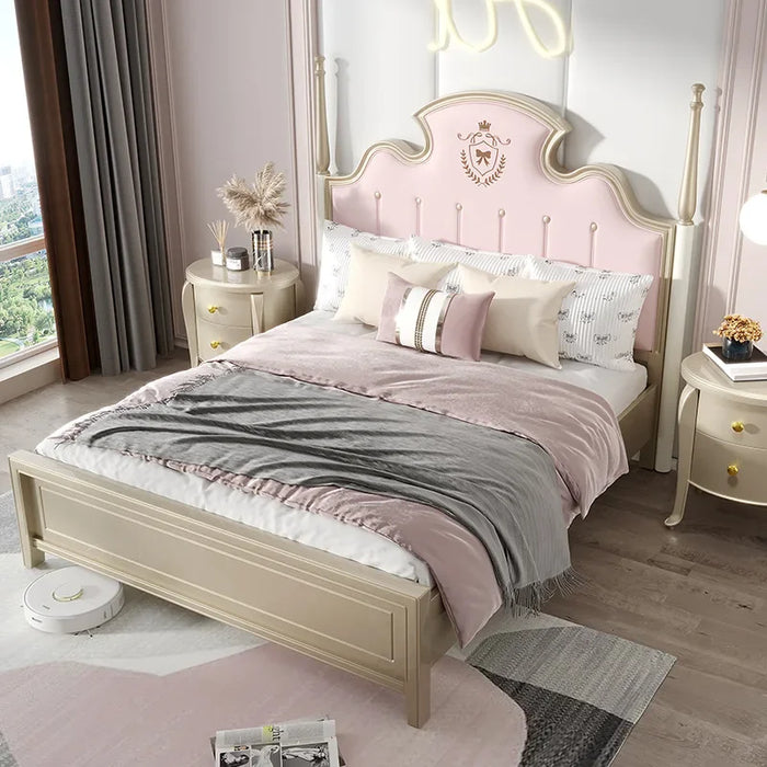 American style soft bag princess bed 1.8m master bedroom double bed French solid wood bed Light luxury modern minimalist girl be