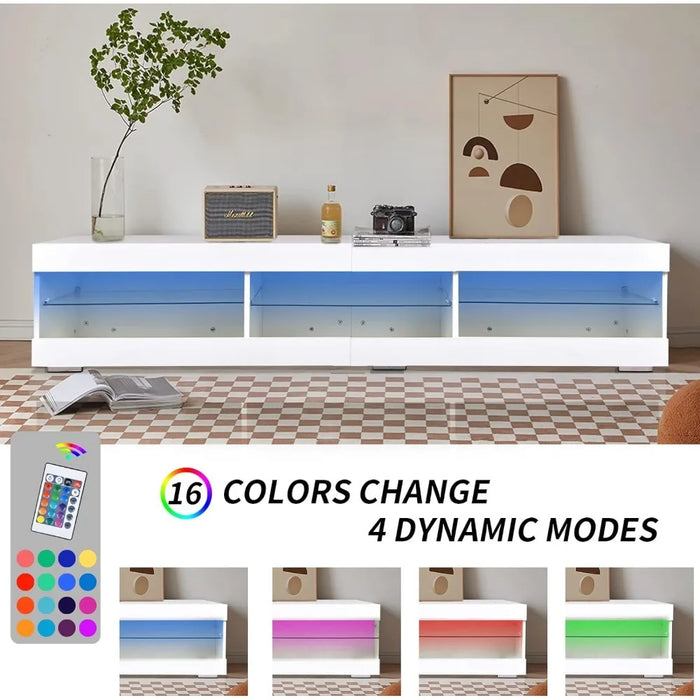 Modern TV Stand With Storage Drawer and Glass Shelf for Living Room Home Furniture Bedroom White Cabinet Table Stands