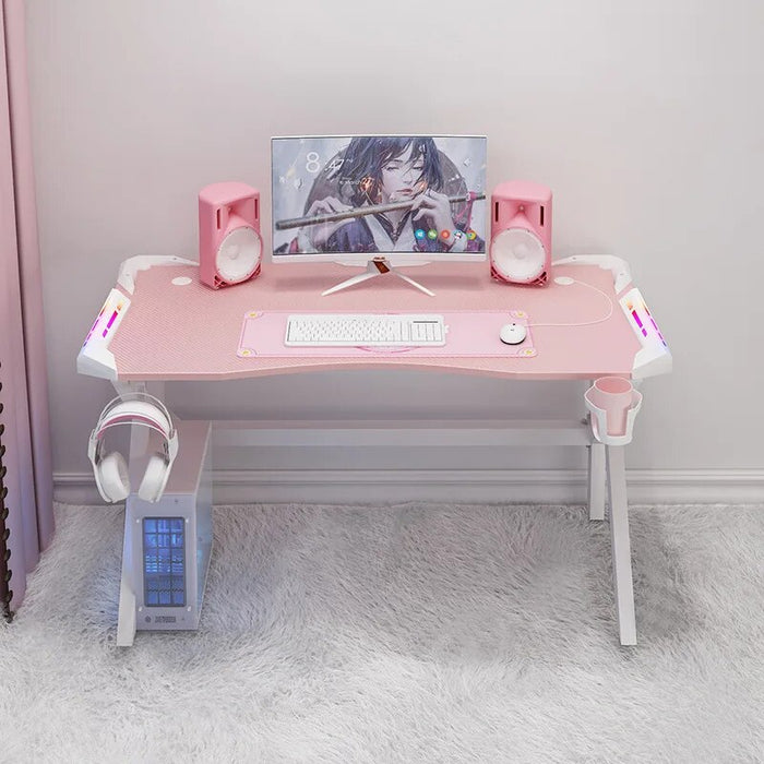RGB Pink gaming desk girls gamer live combination office computer desk PC table fashion lovely bedroom laptop desk study table