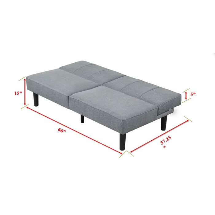 2024 New Modern Sofa Studio Futon, Gray Linen Upholstery