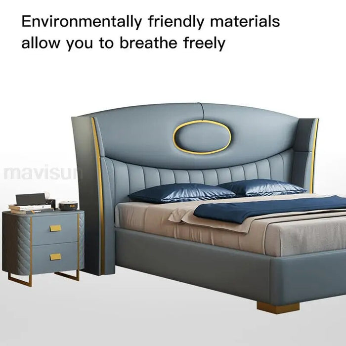 Light Luxury Bedroom Set 1.5m 1.8m Meters Soft Touch Safe Materials Suitable Comfortable Solid Wood King Bed Frames
