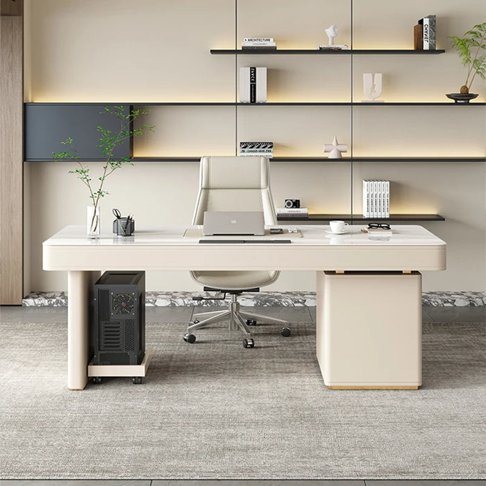 Cream Style Light Luxury Rock Board Desk Modern Simple Business Furniture High-end Writing Office Desk Study Room Computer Desk