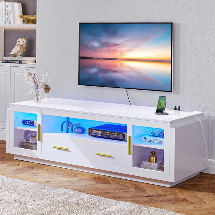 YITAHOME TV Stand for TVs up to 75" w/LED Power Outlets, Modern Entertainment Center Media Console Table