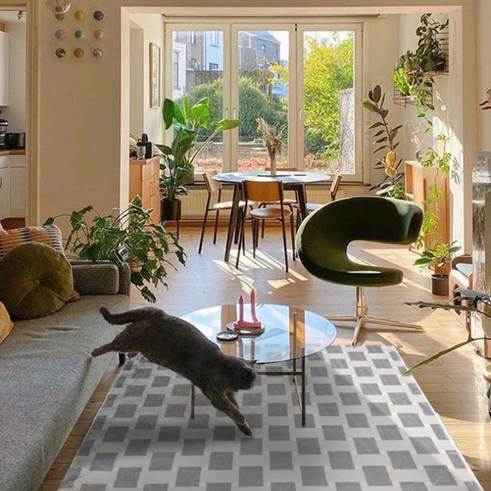 Checkerboard Carpets for Living Room Classic Retro Bedroom Decor Lattice Carpet Large Area Plush Floor Mat Non-slip Lounge Rug