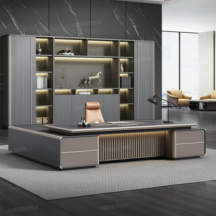 Simple Modern CEO Desk Office Manager Light Luxury Chairman High-end Furniture Boss Office Business Desk And Chair Combination
