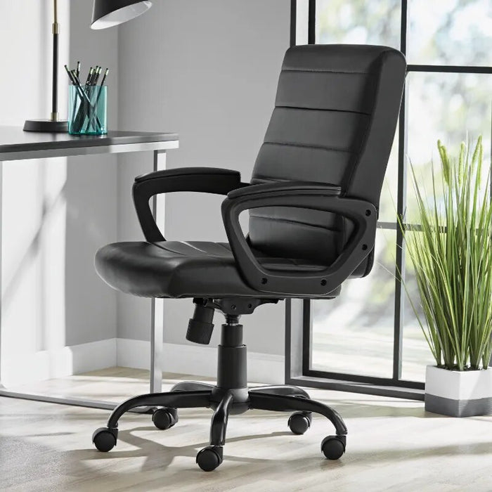 Mainstays Bonded Leather Mid-Back Manager's Office Chair, Black office chair  recliner chair  office furniture