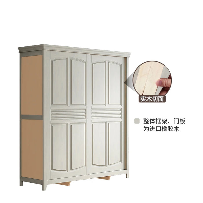Lightweight and luxurious solid wood wardrobe with sliding doors for current household bedrooms, two door coat cabinets, storage