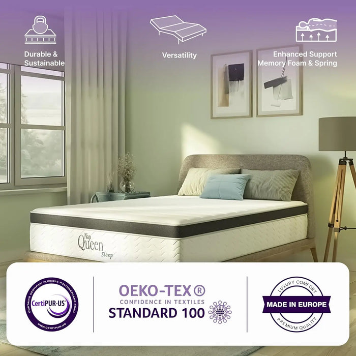 NapQueen 8 Inch Maxima Hybrid Mattress, Full Size, Cooling Gel Infused Memory Foam Full/Twin/Twin-XL/Full/Queen/King optional