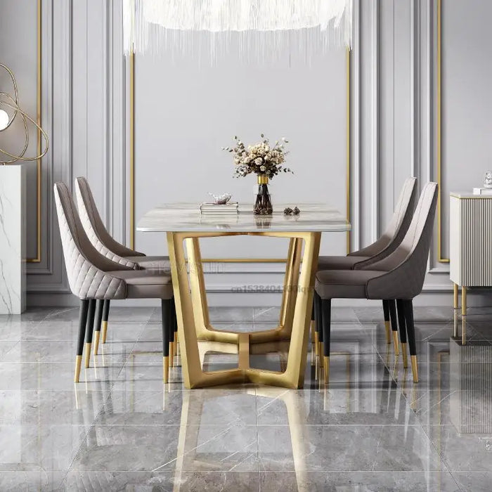 Nordic Light Luxury Rock Board Dining Table Rectangular Simple Modern Villa Home Minimalist Dining Table Indoor Furniture