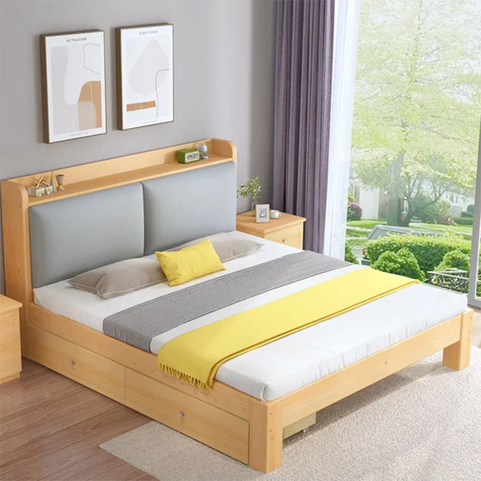 Modern Luxury Loft Bed Children Single Kawaii Wood King Size Bed Frame Nordic Cheap Adults Cama Plegable Furnitures For Bedroom