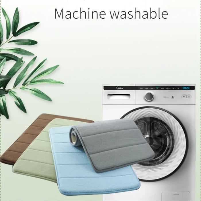 Bath Mat Bathroom Anti-Slip Coral Velvet Rug Kitchen Entrance Carpet Bath Rug Stripe Doormat Water Super Absorbent Floor Mat