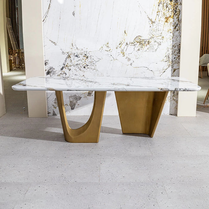 Gold Stainless Steel Marble Dining Table Dining Room Brushed Luxury Furniture