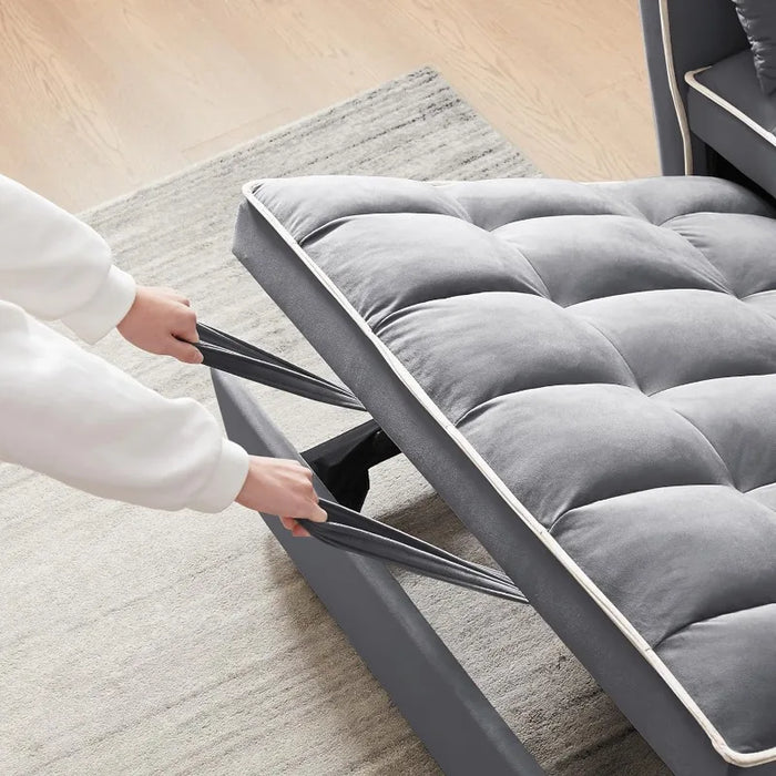 3 in 1 Sleeper Sofa Couch Bed,Velvet Convertible Loveseat Sleeper Sofa with Swivel Phone Stand,Storage Pockets,Pull Out Loveseat