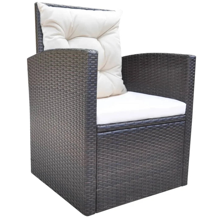 6 Piece Patio Dining Set with Cushions Poly Rattan Brown Outdoor Table and Chair Sets Outdoor Furniture Sets