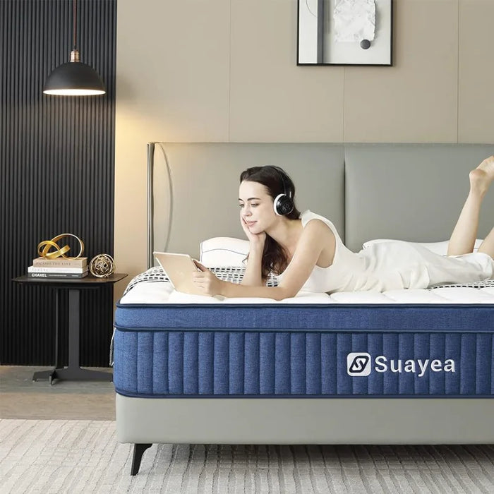 SUAYEA King Mattress, King Size Mattress in a Box, 10 Inch Hybrid Mattress King Size, Ultimate Motion Isolation with Gel Memory