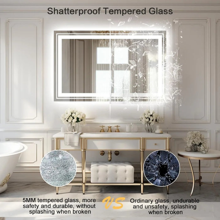 Infinitely Dimmable Bathroom Vanity Mirror Mirror With Backlight in the Bathroom Mirrors With Front and Rear Lights Makeup Light