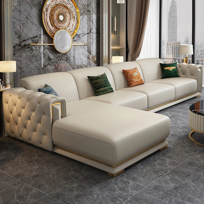 American Genuine Leather Sofa Combination Living Room Size Unit 2023 New Top Layer Cowhide Light Luxury Sofa Modern and Simple