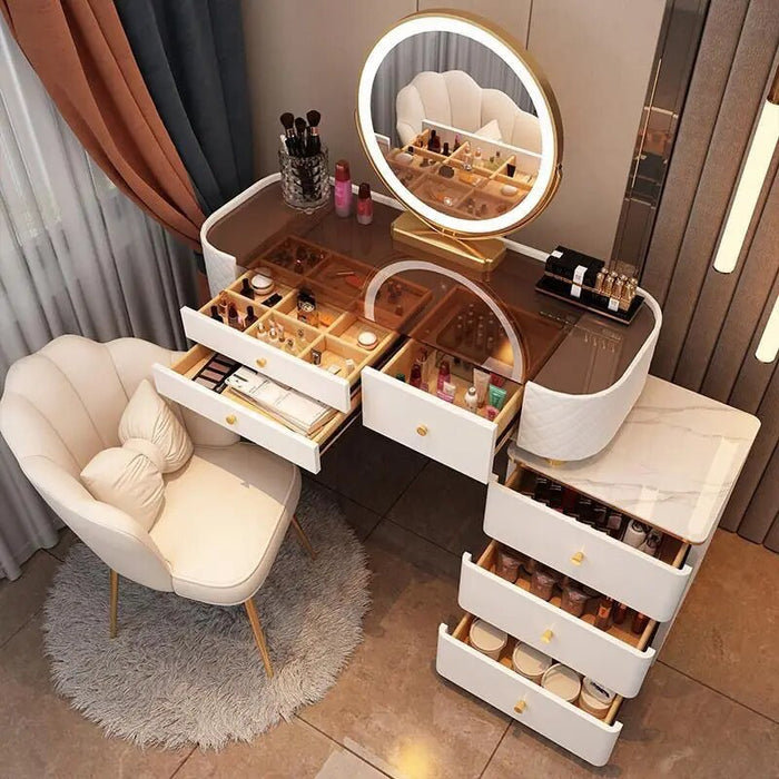 Nordic Mirror Makeup Vanity Table Dressing Table Dressers Bedroom Luxury Dresser Light Vanity Desk De Chevet Bedroom Furniture