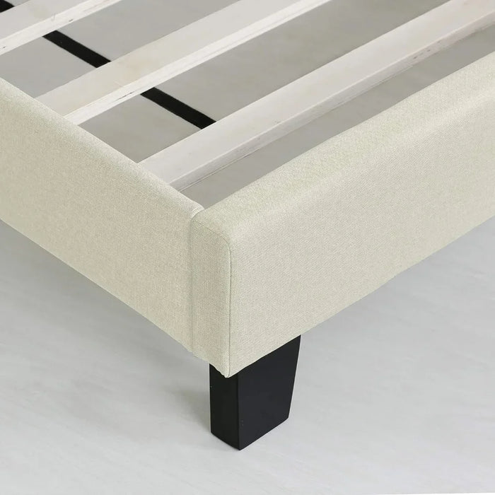 King Size Laval Button Tufted Upholstered Platform Bed Frame Linen