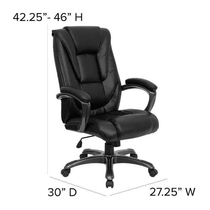 Flash Furniture High Back LeatherSoft Layered Upholstered Executive Swivel Ergonomic Office Chair with Smoke Metal Base