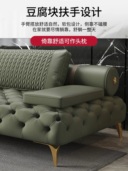 Italienische licht luxus minimalistischen matt leder sofa gerade reihe pull schnalle villa wohnzimmer designer angepasst leder s