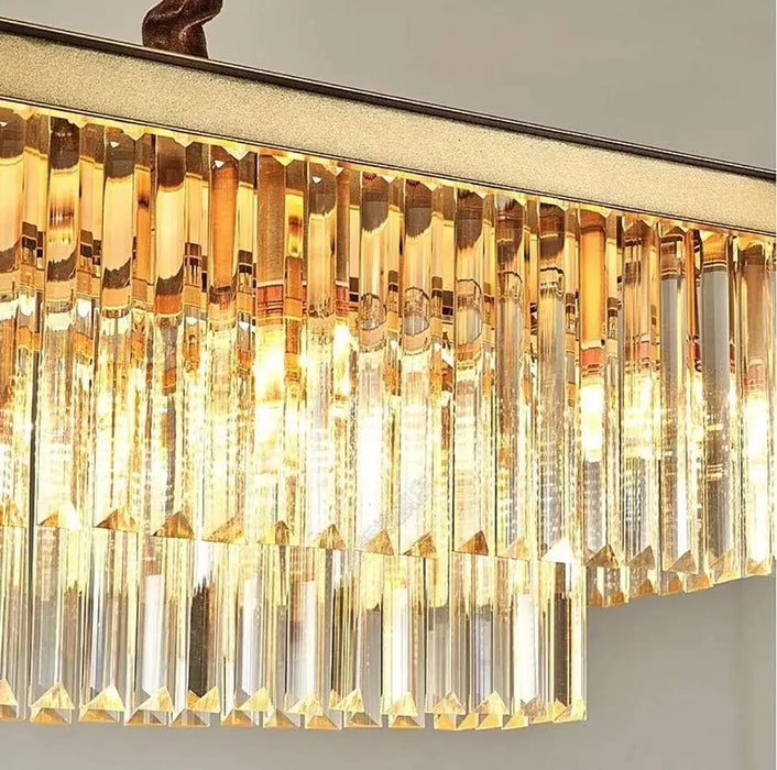 Chandeliers,Rectangular Crystal Chandelier for Kitchen,E14 Modern Rectangular Dulight,Hanging Light for Living Room Dining