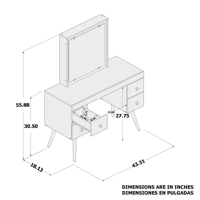 Modern White Painted Vanity Table, for Bedroom