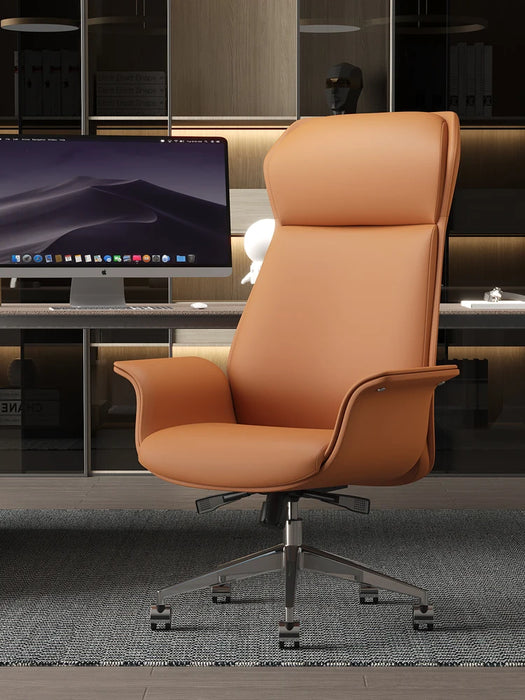 Comfortable and sedentary office, business leather seat, home computer chair, lifting and reclining ergonomic chair