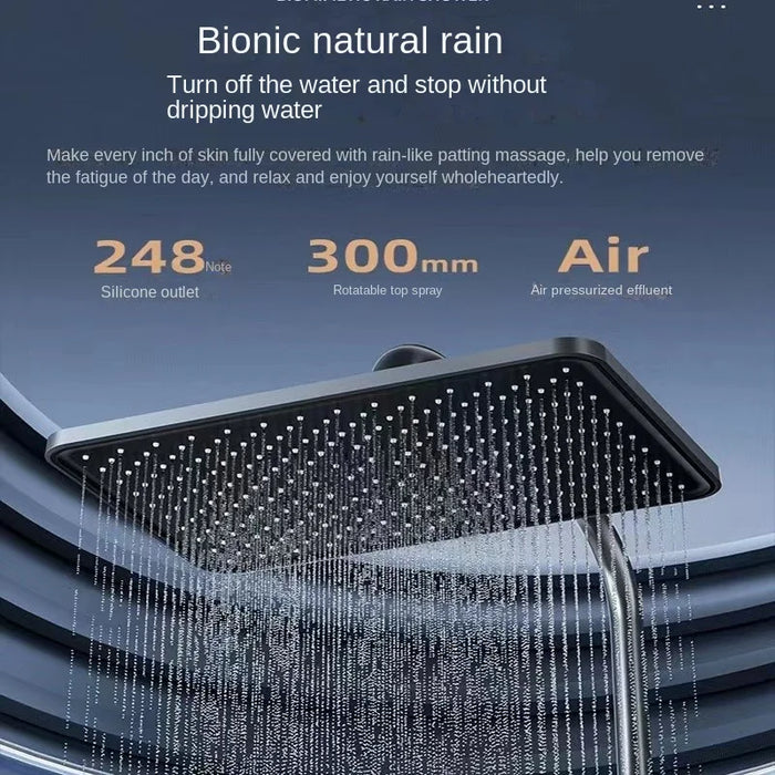 Ambient Light LED Digital Display Full Set Of Shower Brass Piano Keys Hot And Cold Thermostat System Bathroom Bathtub Shower Set