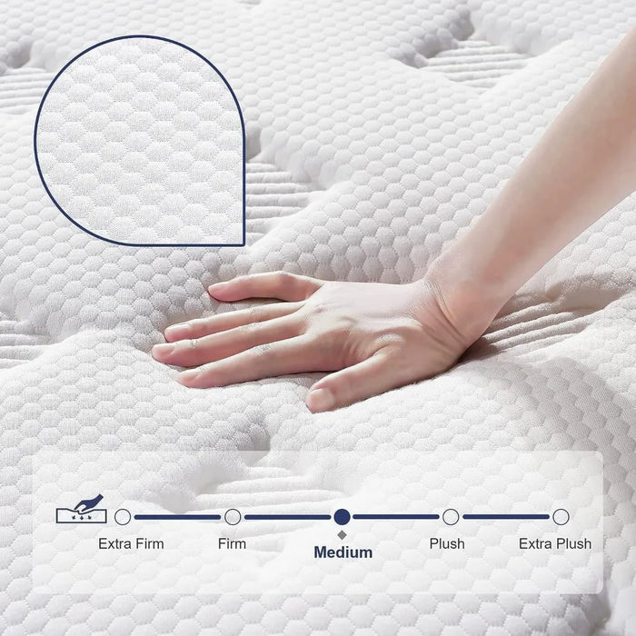 Queen Mattress, 14 Inch Hybrid Mattresses in a Box, Made of Memory Foam and Individual Pocketed Springs, Release Pressure