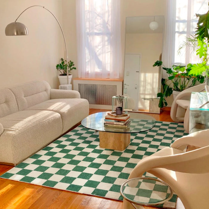 Checkerboard Carpets for Living Room Classic Retro Bedroom Decor Lattice Carpet Large Area Plush Floor Mat Non-slip Lounge Rug