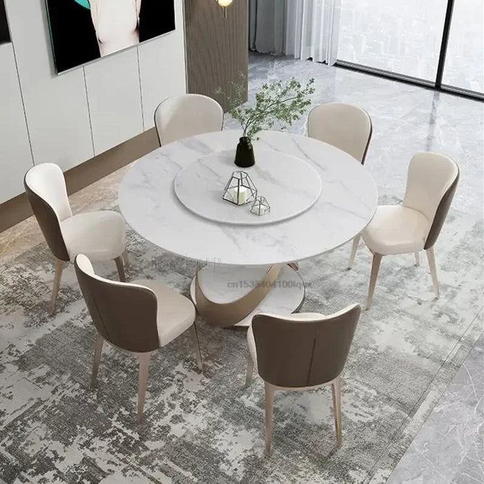 Nordic Large Circle Dining Table With Turntable European Style Modern For Restaurants Cafe Dining Room Furniture