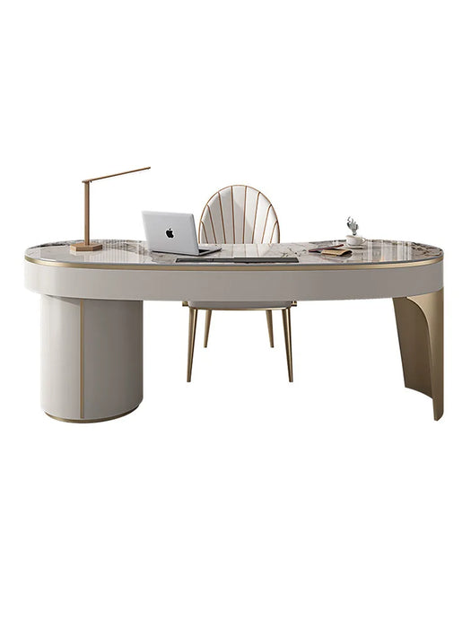 Light luxury rock board consulting desk, modern simple 160cm desk, color: Lishi white