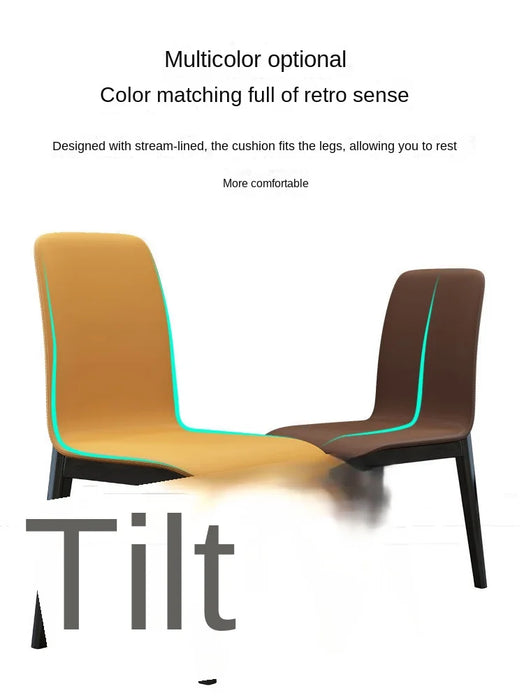 Modern Simple and Light Luxury Leather Backrest Dining Table and Chair Solid Wood Home Dining Chair Hotel Leisure Chair