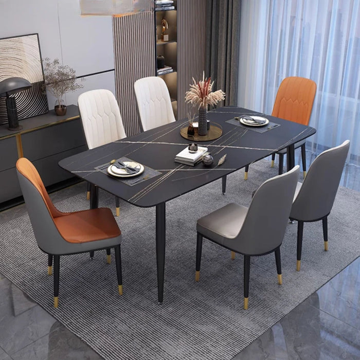 European High Luxury Dining Table Long Family Metal Italian Chairs Dining Table Coffee Marble Mesas De Jantar Ornaments Decor