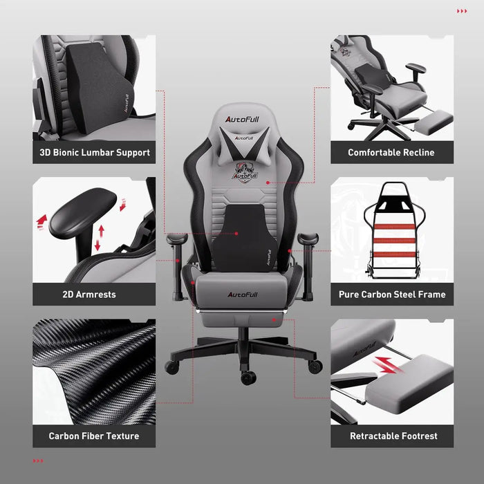 AutoFull C3 Gaming Chair Office Chair PC Chair with Ergonomics Lumbar Support, Racing Style PU Leather High Back Adjustable