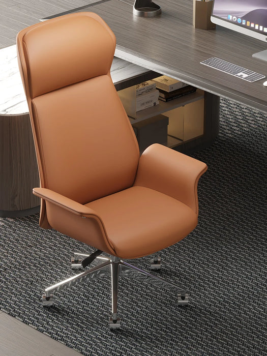 Comfortable and sedentary office, business leather seat, home computer chair, lifting and reclining ergonomic chair