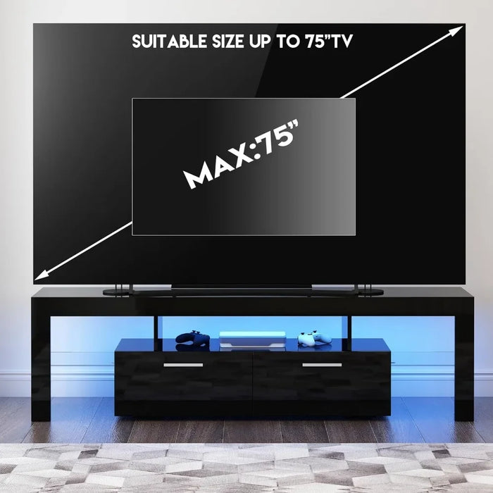 Tv Stand Living Room Furniture Free Shipping Modern Black TV Cabinet for TV Table With Storage and Glass Open Bedroom Shelf Home