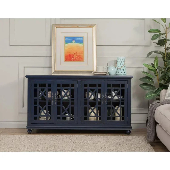 63" TV Stand, Catalina Blue Muebles Para El Hogar Tv Stand Living Room Furniture Cabinet