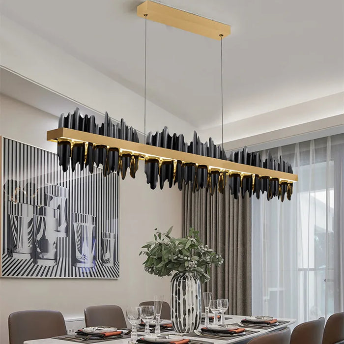 Modern Minimalist Light Luxury Restaurant Chandelier Designer Metal Creative Bar Personality Long Dining Chandelier Dimmable