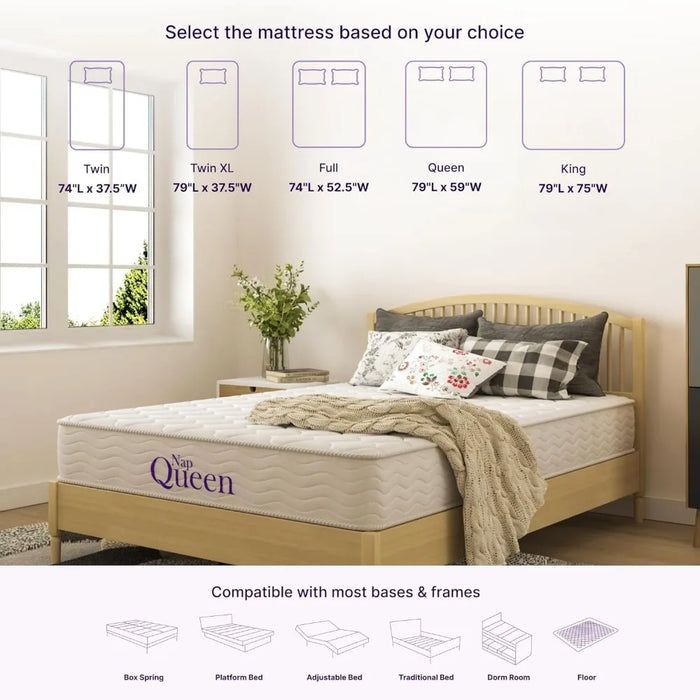 6 Inch Innerspring Twin-XL Size Medium Firm Support Relief Mattress, Bed in a Box