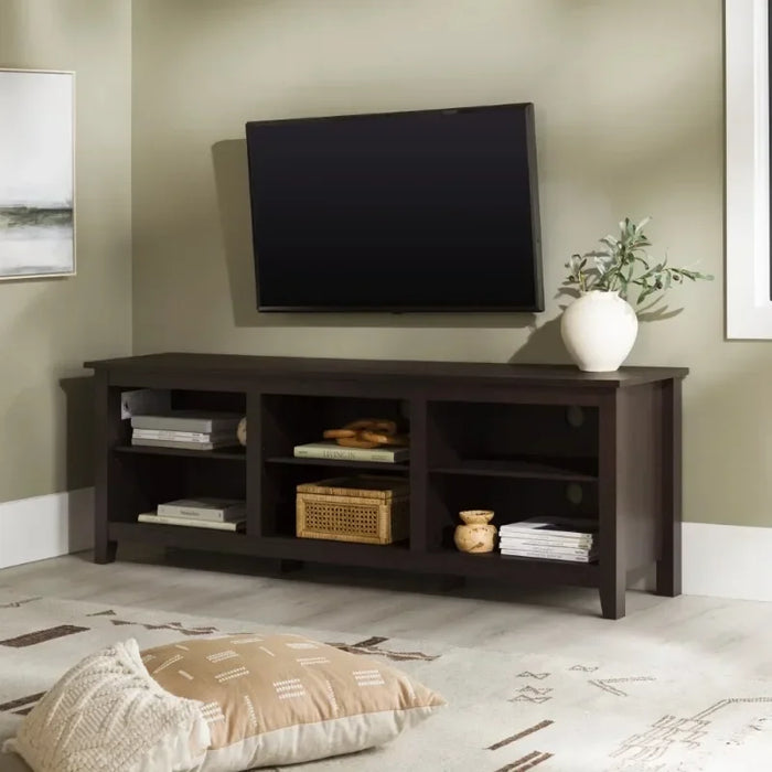Woven Paths Open Storage TV Stand for TVs Up To 80", Espresso Tv Stand Living Room Furniture  Modern Tv Stand Table Tv