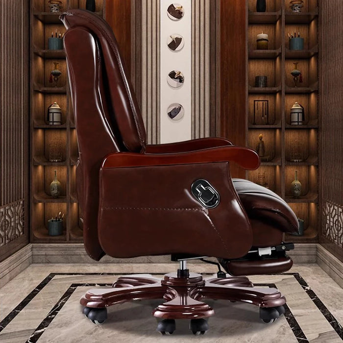 Solid Wood Office Chair Organizer Elastic Leather  Adjustable Executive Roller Office Chair Swivel Luxury Chaises Furniture