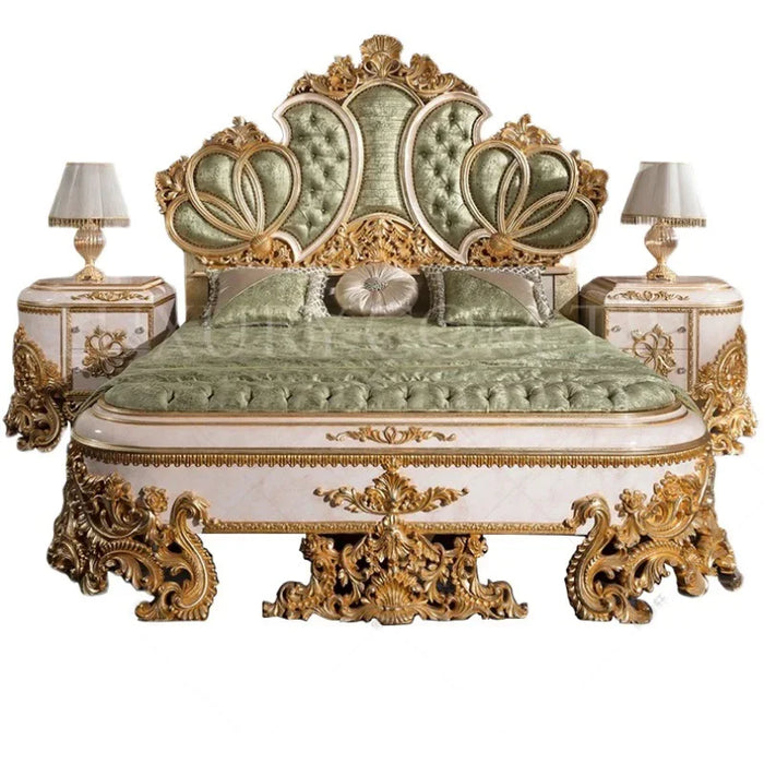Green Heavy Bed Frames Queen Luxury Platform White Lounge Modern King Size Bed Double Wood Camas De Casal Bedroom Furniture